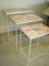 3 Maxcera Nesting Tables w/ Mosaic Floral Design Top on Wrought Iron Base Printed Finish