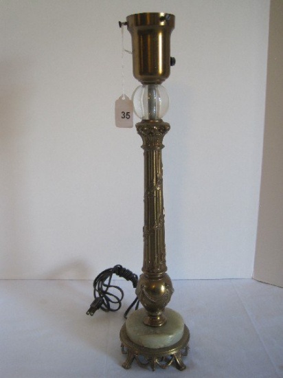 Grecian Style Column Lamp w/ Drapery Swag & Onyx Base