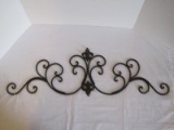 French Inspired Wrought Iron Scroll & Fleur-De-Lis Design Wall Accent