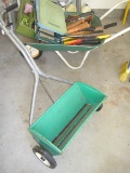 Lot - Wheelbarrow, Garden Yard Tools, Pruners, Hedge Trimmers, Lawn Spreader, Etc.