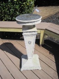 Cast Metal Pedestal Sun Dial on Plinth Base Embellished w/ Medallion