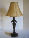Traditional Design Metal Candlestick Style Table Lamp Antiqued Bronze Patina