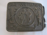 Grab Your Partner Round Square Dancing Belt Buckle