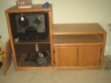 Oak Stereo Cabinet w/ Double Smoke Glass Doors