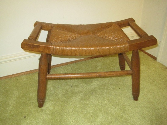 Oak Rush Saddle Foot Stool