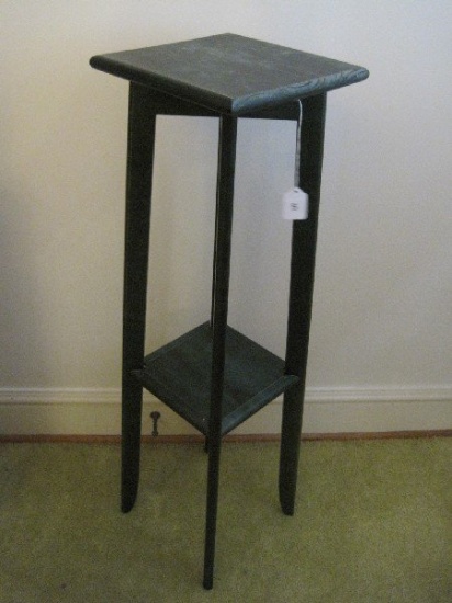 Dark Green Stained Plant Stand w/ Base Shelf