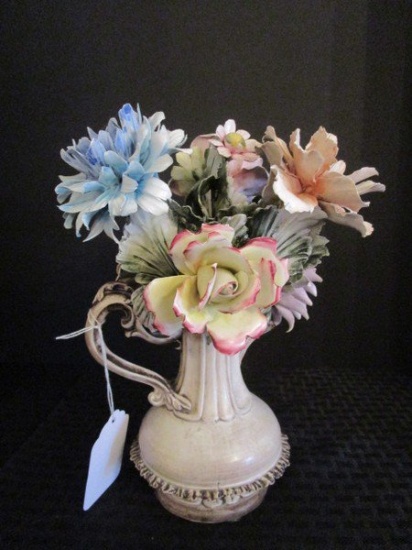 Hand Painted Ceramic Floral Bouquet in Vase Décor