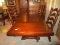 Dark Wood Extendable Dining Table w/ 6 Matching Upholstered Chairs