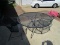 Black Metal Wire Frame, Lattice Design Garden Table w/ 2 Matching Chairs