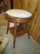 2-Tier Wooden Round Top Side Table, Spindle Legs, Cut-Carved Bun Feet