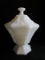 Milk Glass Grape/Berry Motif Trinket Jar w/ Lid Beaded Base