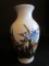 Asian Motif Ceramic Bud Vase Floral/Grass Bird Motif, Gilted, Urn Design