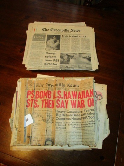 Lot - Vintage Newspapers, Dec 8th 1941 Pearl Harbor, Shuttle Disaster, Vietnam End, Etc.