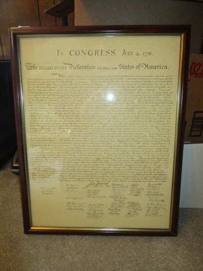 Declaration of Independence in Wood Frame