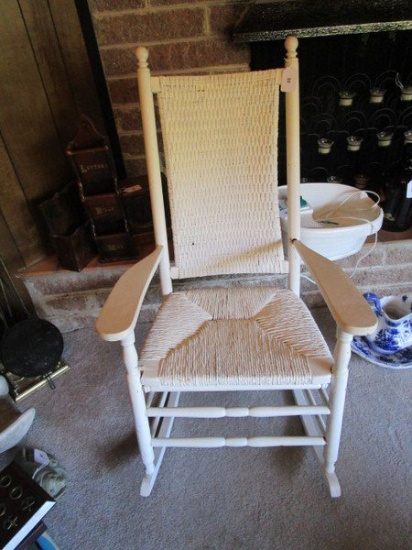 White Wicker/Wood Rocking Chair
