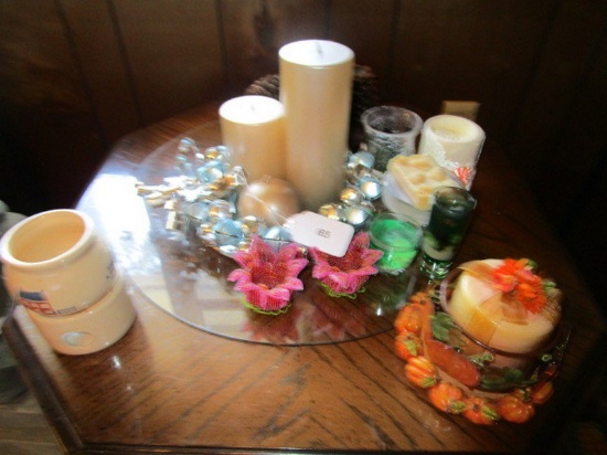 Candle Lot - Gel Candles, Acorn Design, Metal Bow/Bells Wreath, Sirus Enterprises 1985