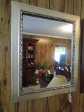 Wall Hanging Mirror in Wood Frame, Decorative Leaf/Trim