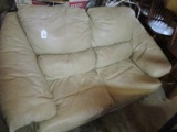 Cream 2 Seat Sofa Faux Leather