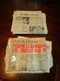 Lot - Vintage Newspapers, Dec 8th 1941 Pearl Harbor, Shuttle Disaster, Vietnam End, Etc.