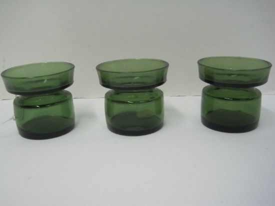 3 Dansk Designs Glass Green Votive Candle Holders