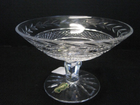 Waterford Crystal Glandore Pattern Round Compote Criss-Cross & Laurel Motif