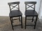 Pair - Ikea Ingolf Barstools w/ Backrest/Footrest Solid Pine Black Stain