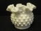 Fenton Milk Glass Hobnail Pattern Vase w/ Crimped Ruffled Edge