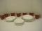 28 Pieces - Corningware Corelle Cinnamon Pattern Red/Beige Bands Rim Dinnerware