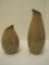 Pair - Modern Contemporary Vases Taupe Glaze Finish w/ Brown Trim