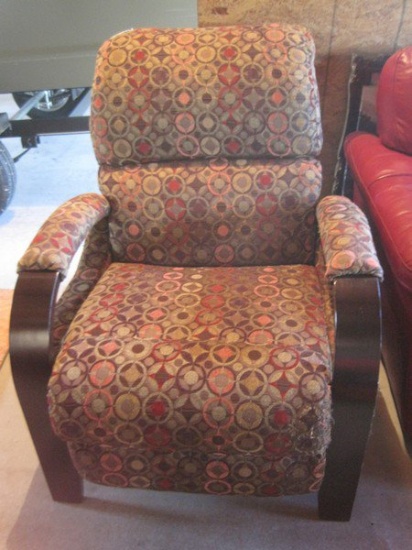 Contemporary Style Upholstered Recliner w/ Paddled Arms