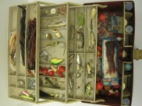 Lot - Plano Tackle Box Model 6500 w/ Misc. Fishing Lures, Hooks, Floats, Jelly Worms