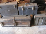 Lot - Military Serviceable 6 Sub Assemblies Metal Box, Primitive Wood Tool Chest