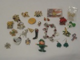 Lot - Misc. Holiday Brooches, Pens & Pendants Best Snowman, Christmas Present