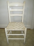 Painted White Ladder Back Chair w/ Woven Seat