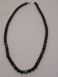 Vintage Black Faceted Mourning Bead Necklace