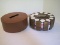 Walnut Poker Chip Caddy w/ Chips, 2 Slots For Playing Cards & Cover
