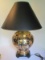 Urn Style Table Lamp Brass/Copper Finish Engraved Egyptian Motif w/ Black Background