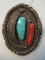 Bennet South Western Bolo w/ Turquoise, Coral & Relief Feather Design