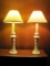 Pair - Ceramic Candle Stick Lamps w/ Drapery Swag Design