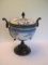 Vintage Maitland-Smith Blue/White Semi-Porcelain Pedestal Covered Urn