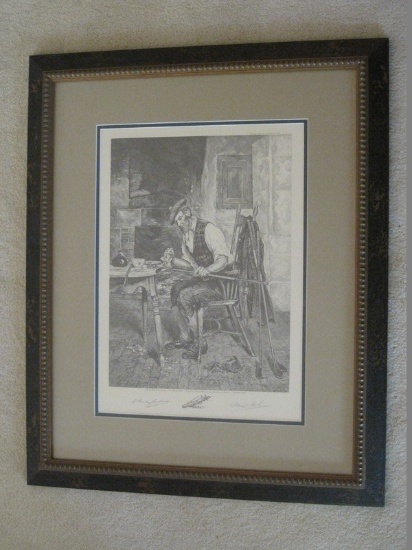 Engraving Titled "A Winter Evening" by Artist W. Dendy Sadle