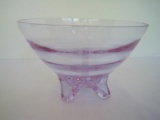 Pink Ice Art Glass Footed Bowl