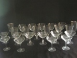 Lot - Etched Crystal Stemware & 3 Lenox Solitaire Crystal Stems