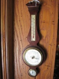 Airguide Banjo Mahogany Case Barometer Weather Station