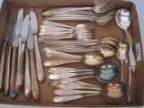 43 Pieces - National Silver Co. A1 Silver Plated Flatware Rose & Leaf Embossed Pattern