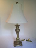 Elegant French Style Table Lamp Antiqued Gilded Patina on Corbel Design Feet