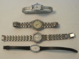 Lot - 4 Ladies Wrist Watches 2 Timex Quartz Timex Indiglo w/ Date Display