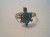 Stamped Sterling Ladies Ring w/ Turquoise Stone