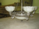 Elegant French Chateau Style Chandelier w/ Arms/Center Light Frosted Glass Shades