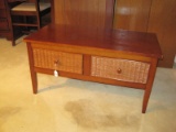 Wood Finish Coffee Table w/ Basket Style Drawers